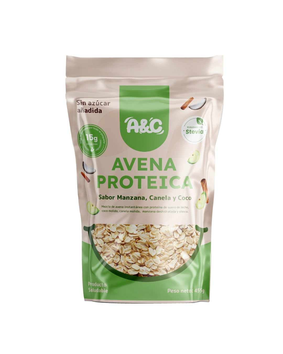 Avena proteica sabor Manzana y Canela 455g - Avena y Canela