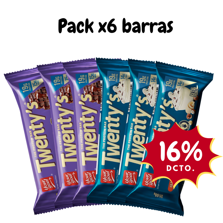 Pack x6 barras Twenty's surtido