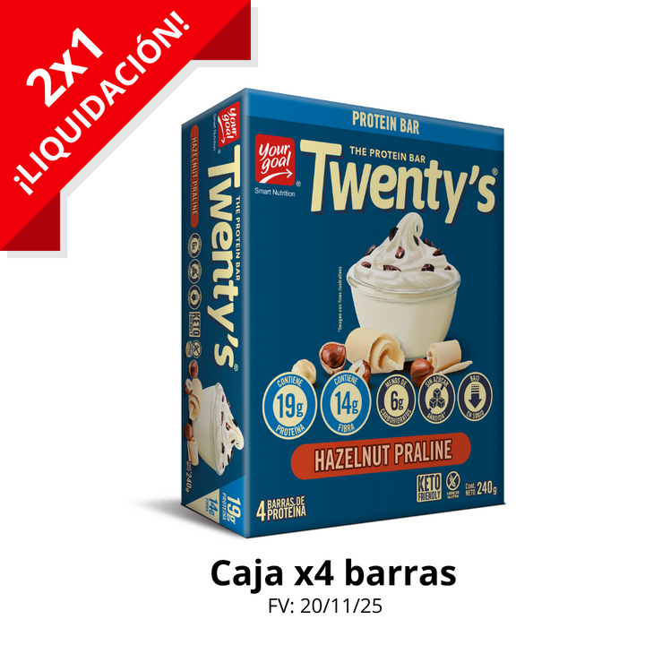 Twenty's Hazelnut Praline - Caja x4un 60g ¡Liquidación 2x1!