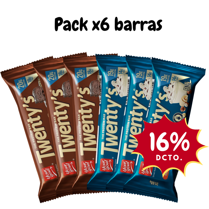 Pack x6 barras Twenty's surtido