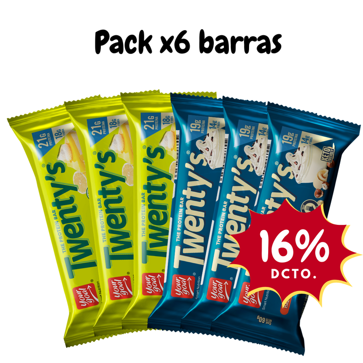 Pack x6 barras Twenty's surtido