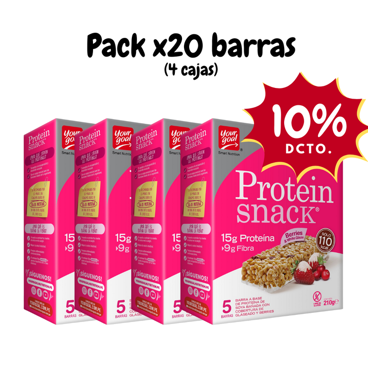 Protein Snack Berries & White Glaze - Pack x20 barras (4 cajas)