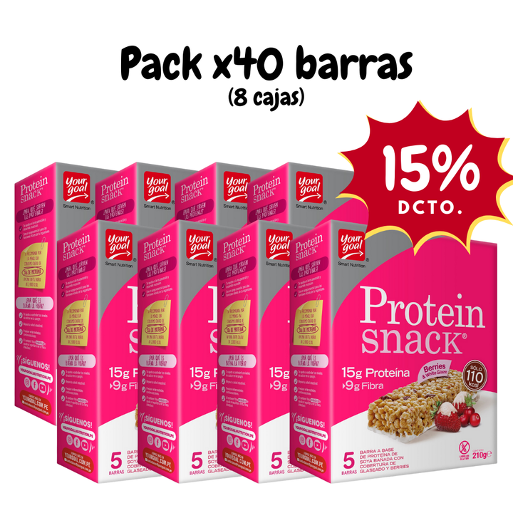 Protein Snack Berries & White Glaze - Pack x40 barras (8 cajas)