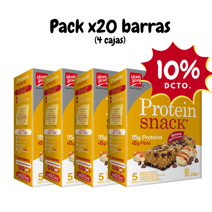 Protein Snack Banana Chips & Caramel - Pack x20 barras (4 cajas)