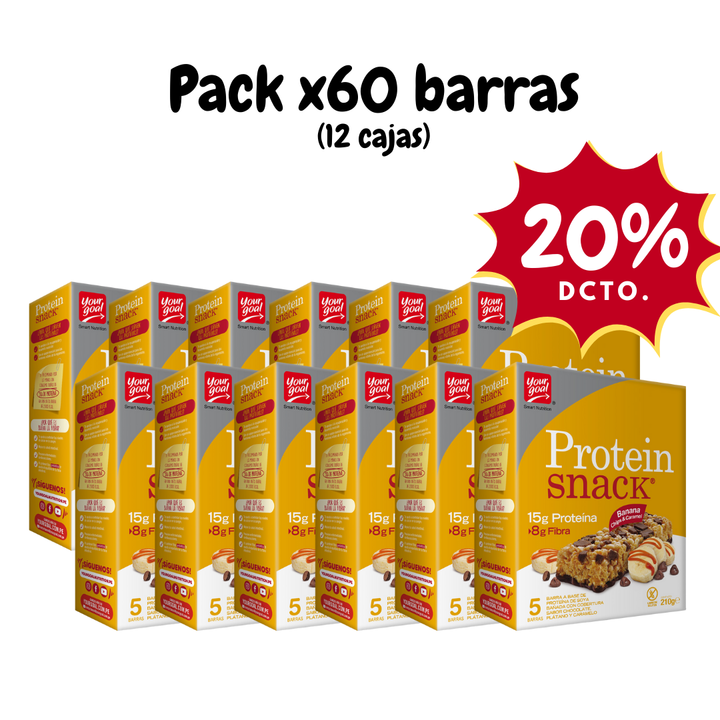 Protein Snack Banana Chips & Caramel - Pack x60 barras (12 cajas)