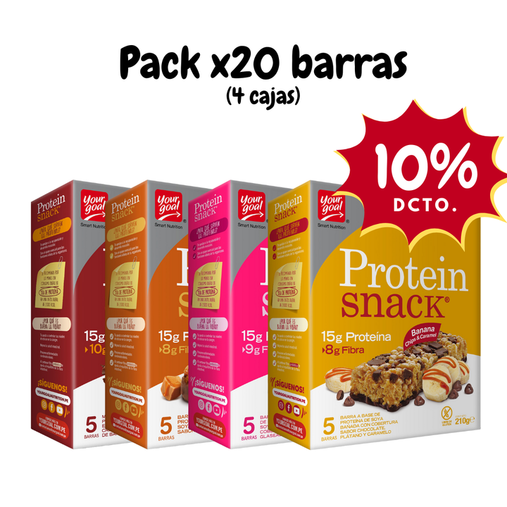 Pack x4 cajas Protein Snack surtido (20 unidades)