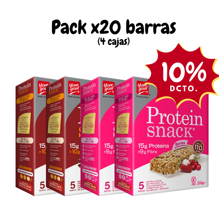 Pack x4 cajas Protein Snack surtido (20 unidades)