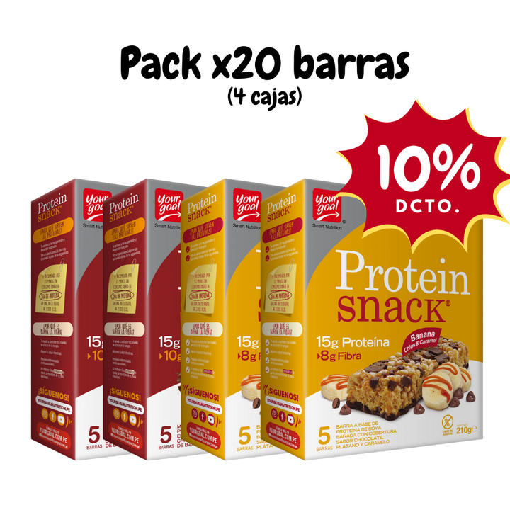 Pack x4 cajas Protein Snack surtido (20 unidades)