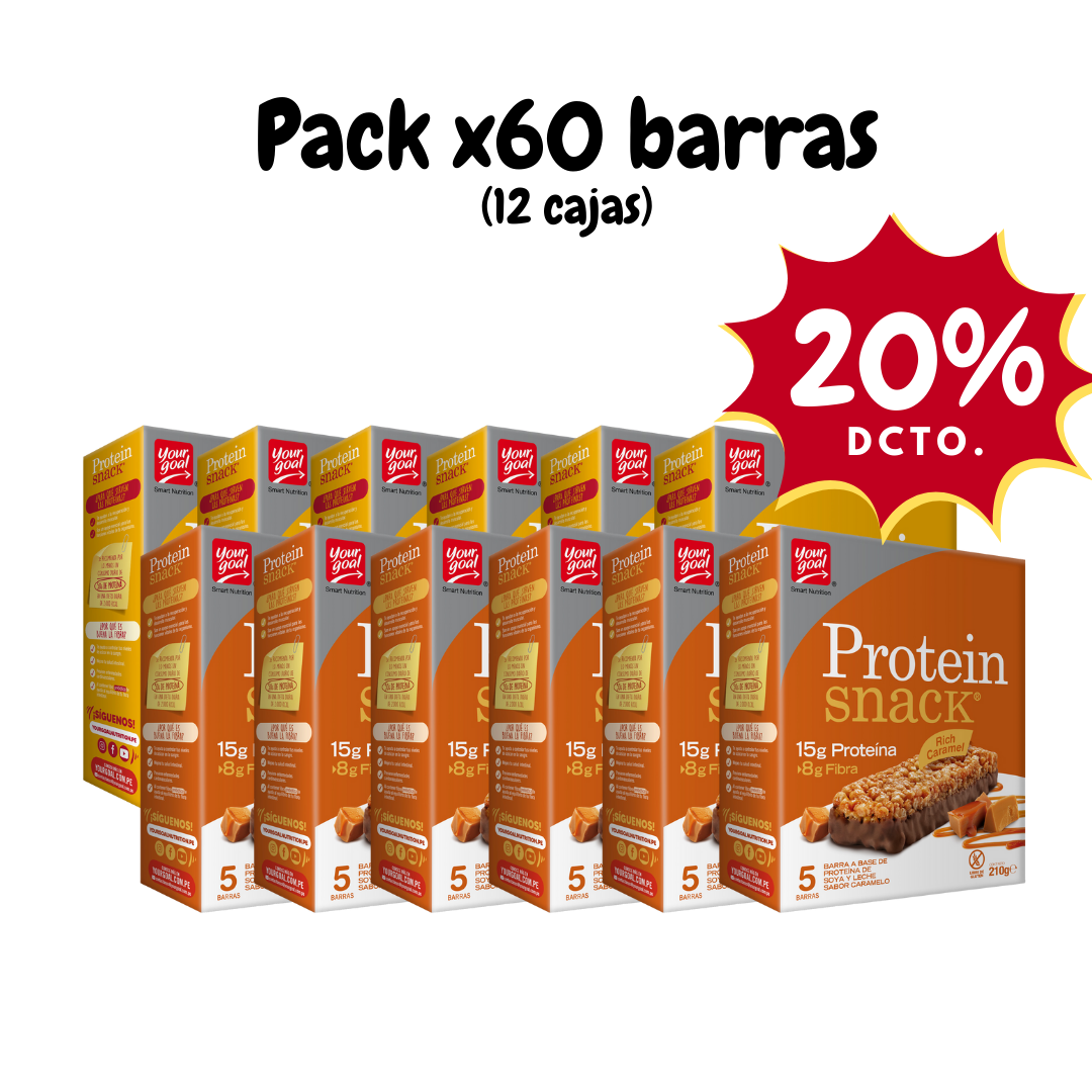 Pack x12 cajas Protein Snack surtido (60 unidades) - Caramelo y Banana