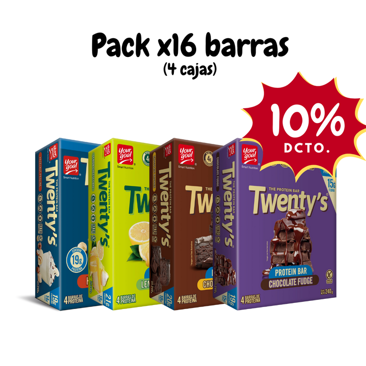 Pack x4 cajas de Twenty's surtido (16 barras)