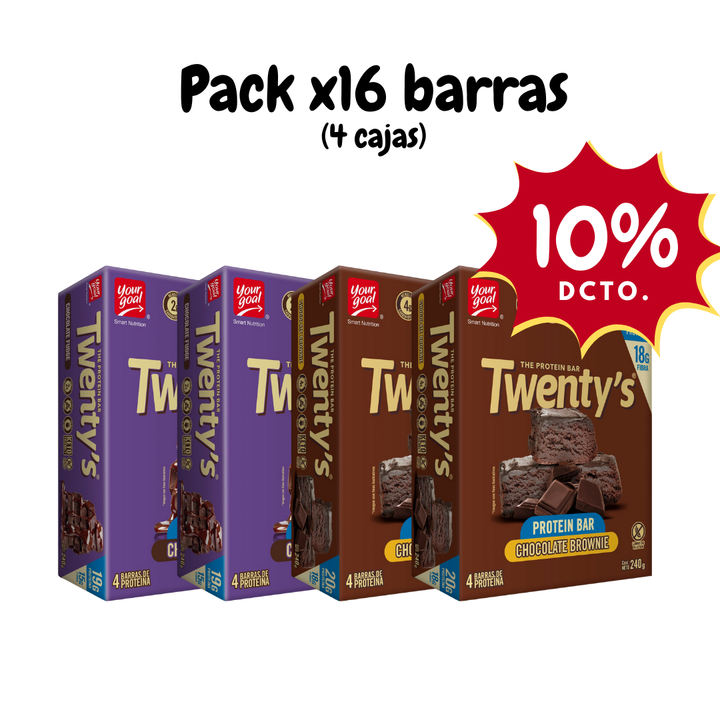 Pack x4 cajas de Twenty's surtido (16 barras)