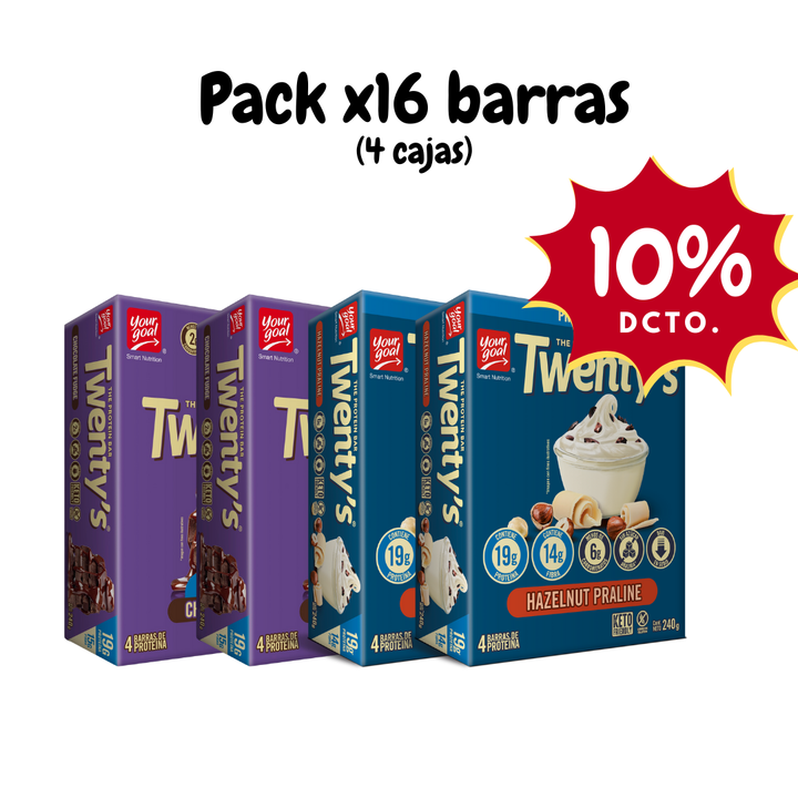 Pack x4 cajas de Twenty's surtido (16 barras)