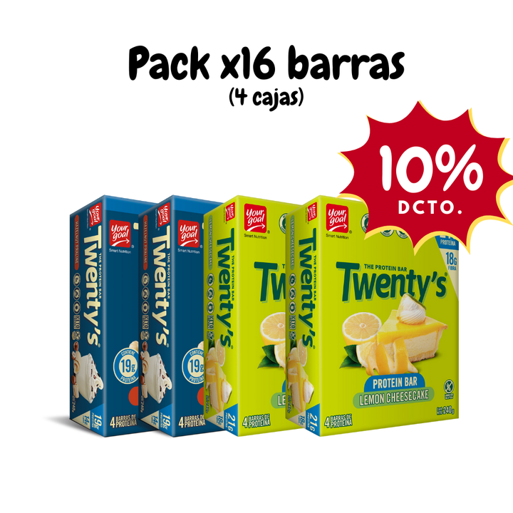 Pack x4 cajas de Twenty's surtido (16 barras)