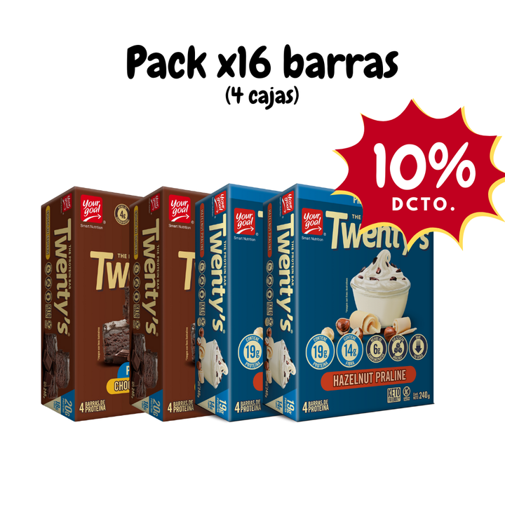 Pack x4 cajas de Twenty's surtido (16 barras)