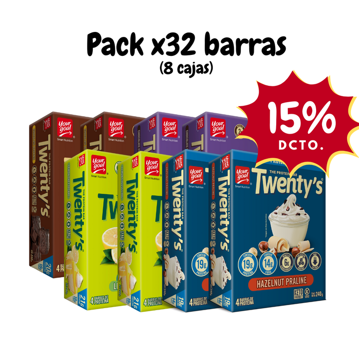 Pack x8 cajas de Twenty's surtido (32 barras)