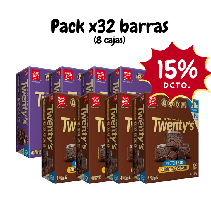 Pack x8 cajas de Twenty's surtido (32 barras)