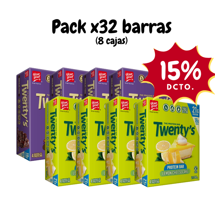 Pack x8 cajas de Twenty's surtido (32 barras)
