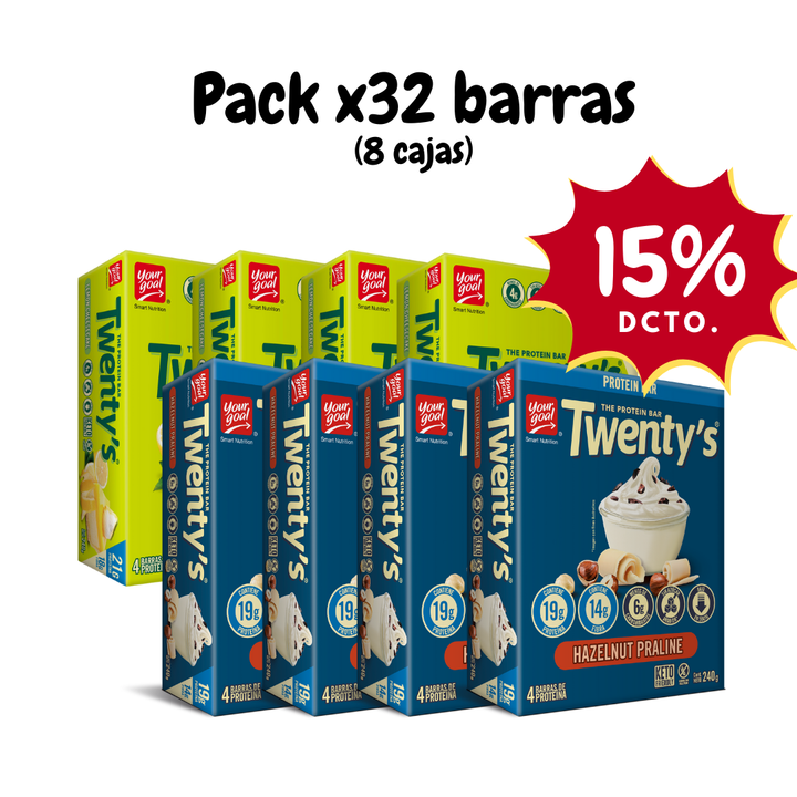 Pack x8 cajas de Twenty's surtido (32 barras)