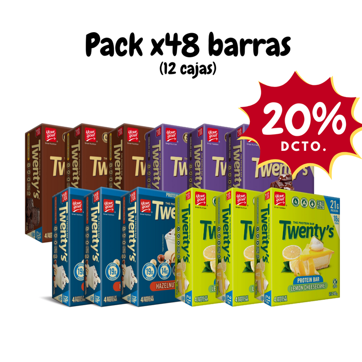 Pack x12 cajas de Twenty's surtido (48 Barras)