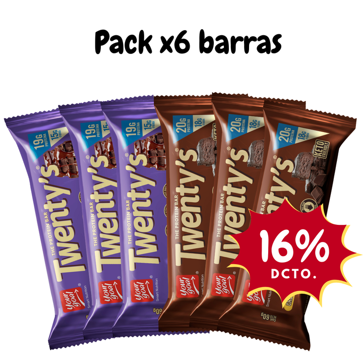 Pack x6 barras Twenty's surtido