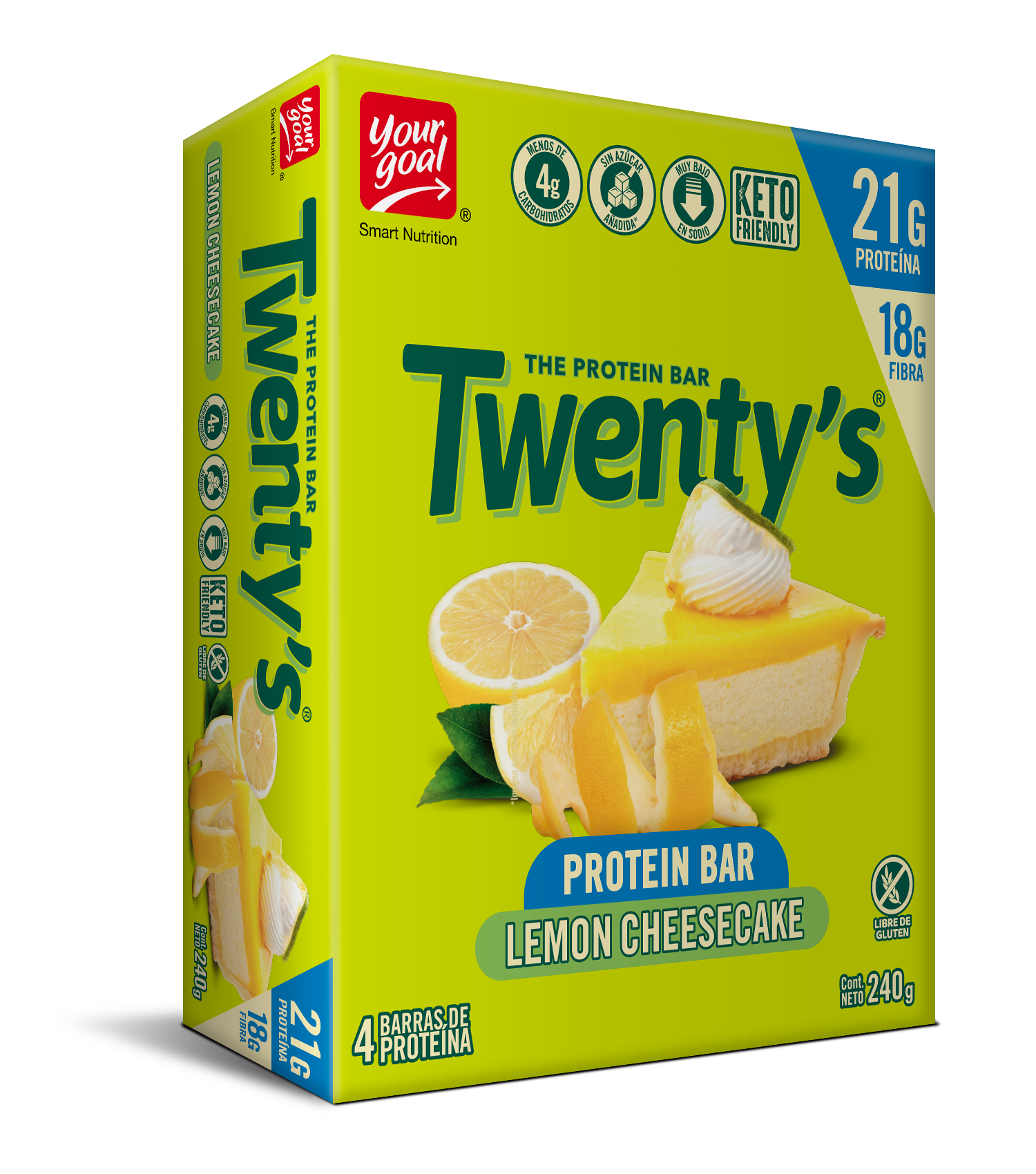 Twenty's Lemon Cheescake - Caja x4un 60g – Your Goal Perú Twenty's Lemon Cheescake - Caja x4un 60g – Your Goal Perú