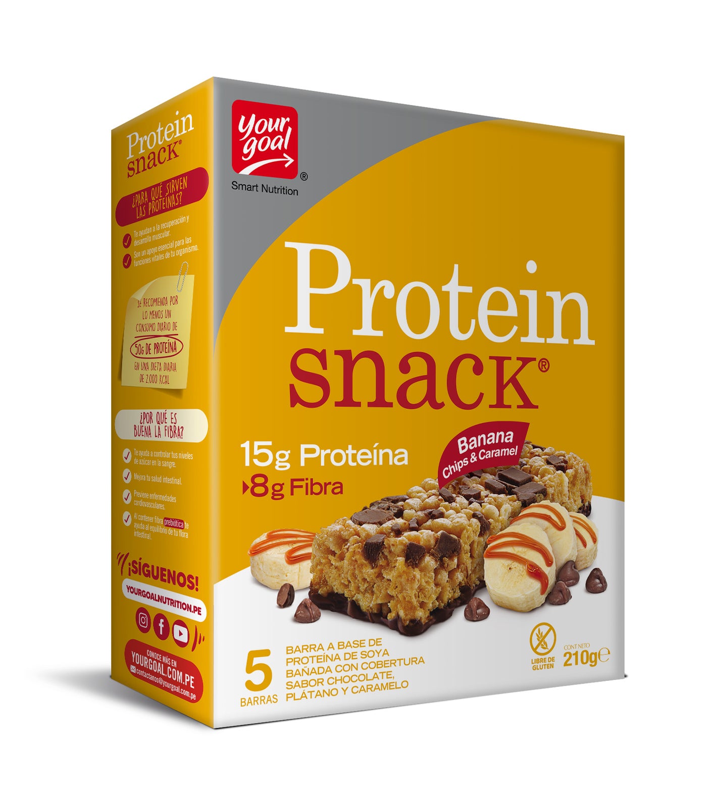PROTEIN SNACK BANANA CHIPS & CARAMEL - DISPLAY x5UN 42g