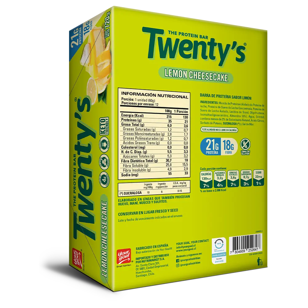 Twenty's Lemon Cheescake - Caja x12 barras