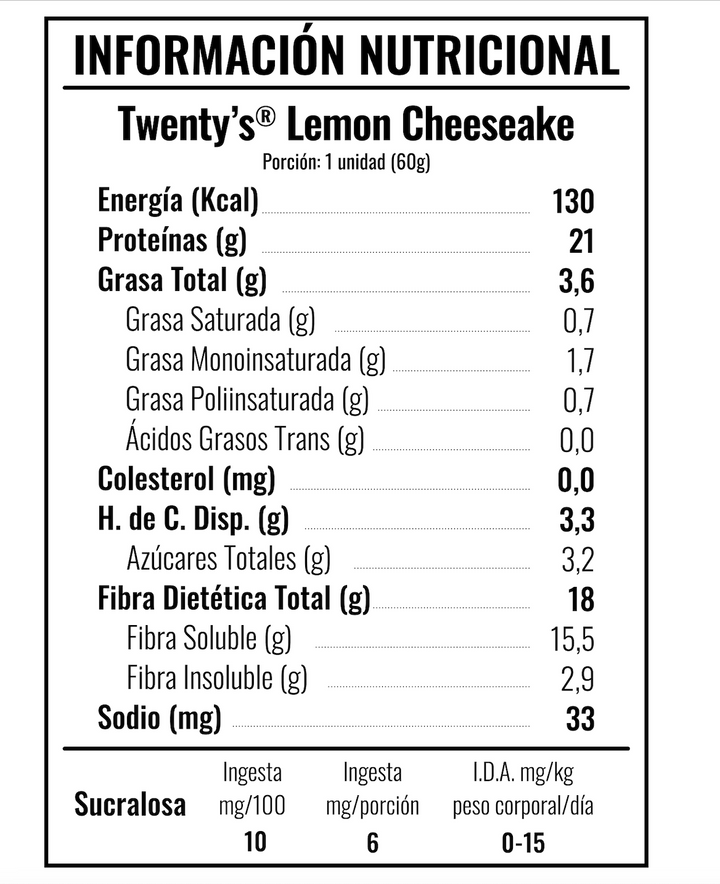 ¡Liquidación! Pack x12 barras Twenty's Lemon Cheesecake x60g